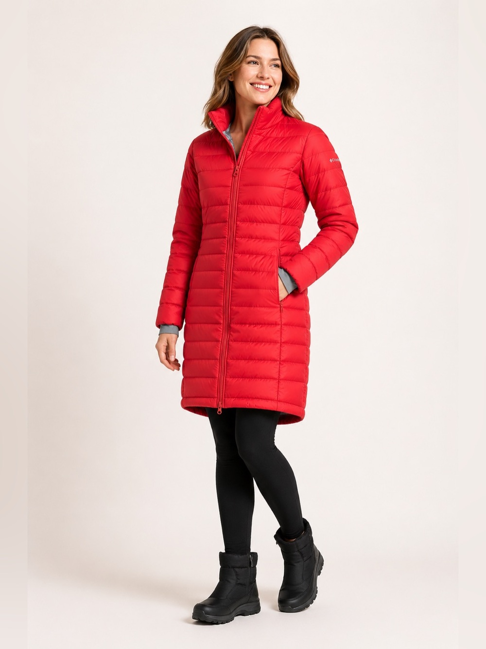 Columbia Women’s S Red Omni-Heat Long Puffer Coat Full Zip